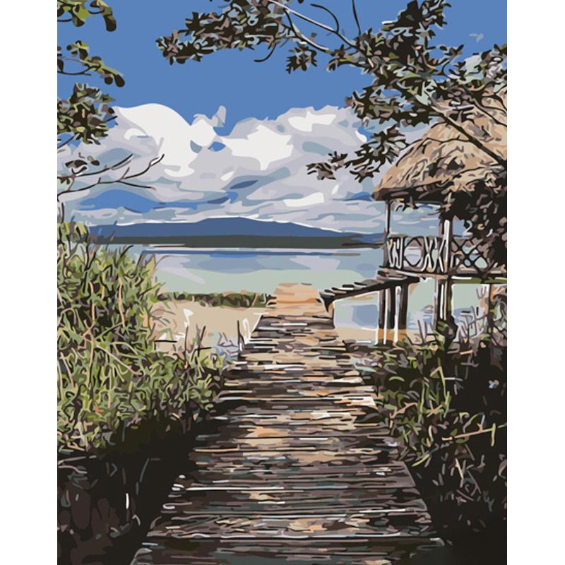 Картина за номерами Strateg Преміум Дорога до озера 40x50 см (GS1101)