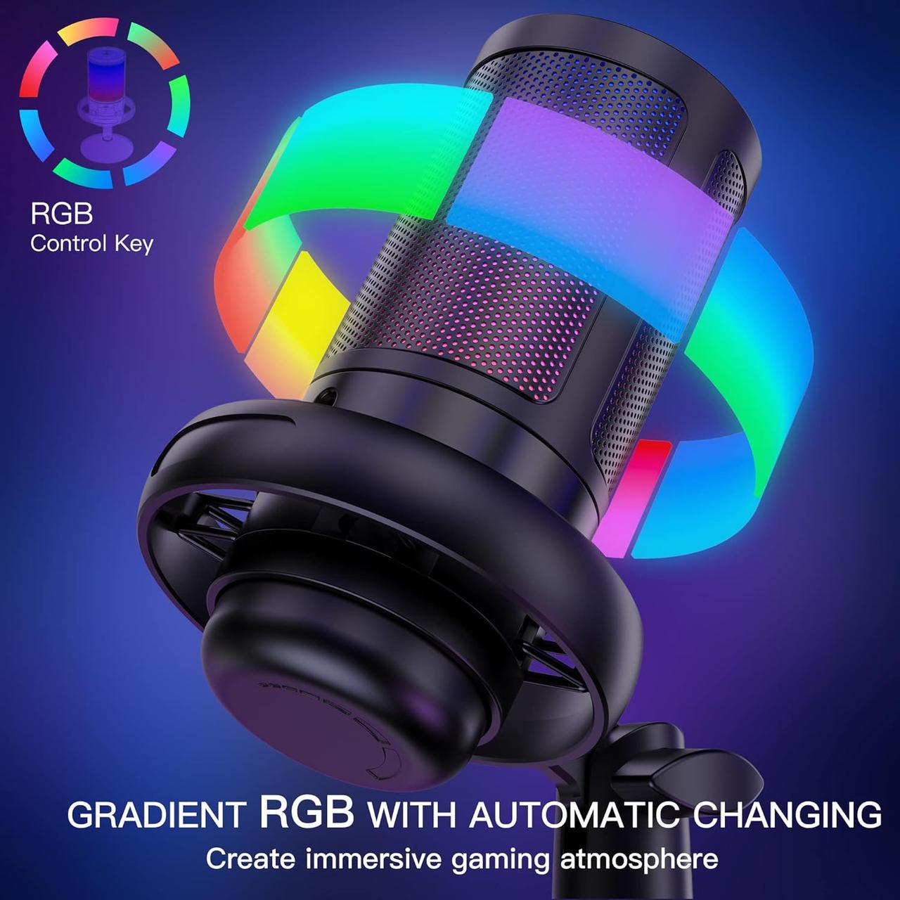Микрофон студийный USB с подсветкой конденсаторный RGB ME6S Черный (2651873828) - фото 6 Микрофон студийный USB с подсветкой конденсаторный RGB ME6S Черный (2651873828) - фото 6