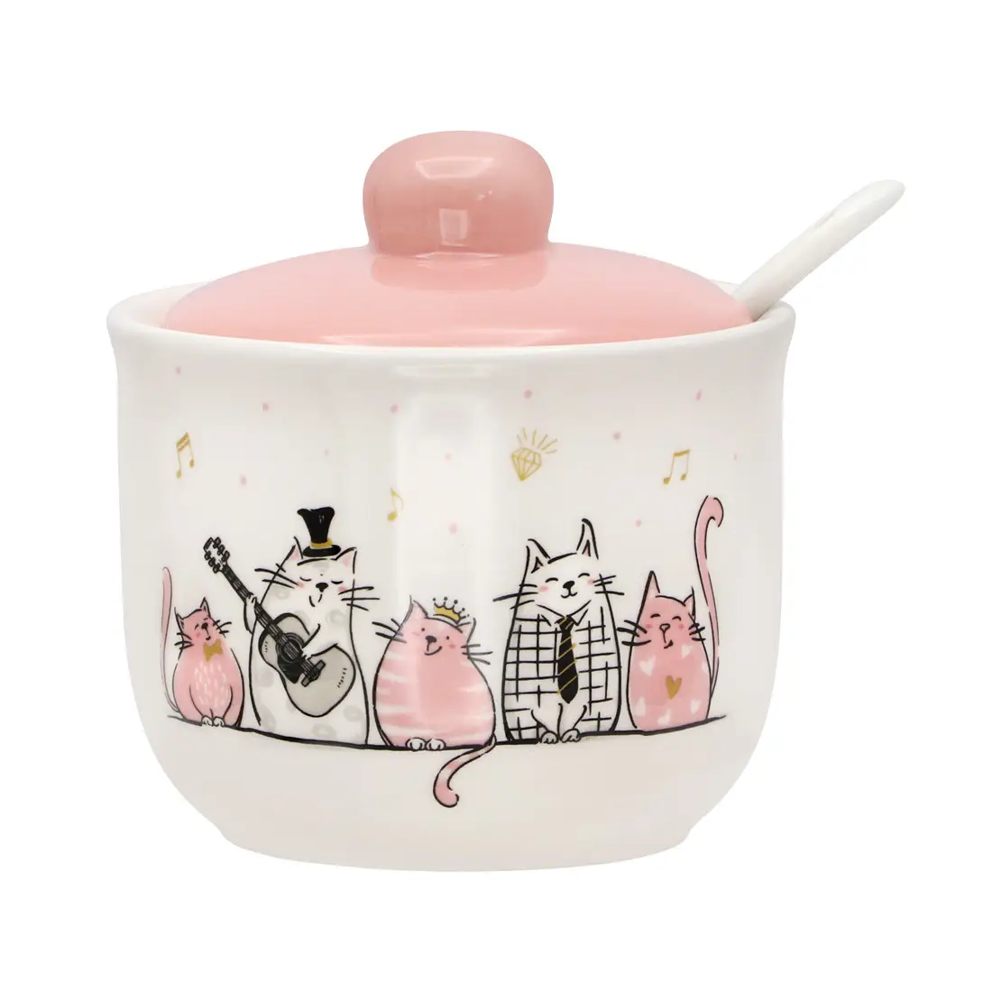 Цукорниця Interos 350 мл з ложкою Cпіваючі котики (ZFC045 SC)