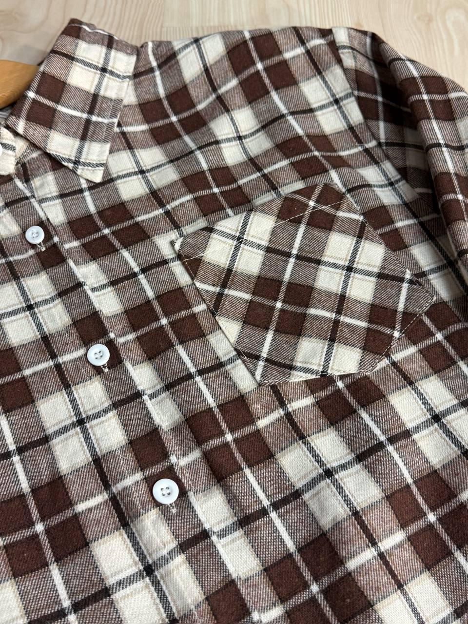 Сорочка жіноча Baoyu 225-1 в клітинку оверсайз фланель OS Світло-коричневий (4764) - фото 2