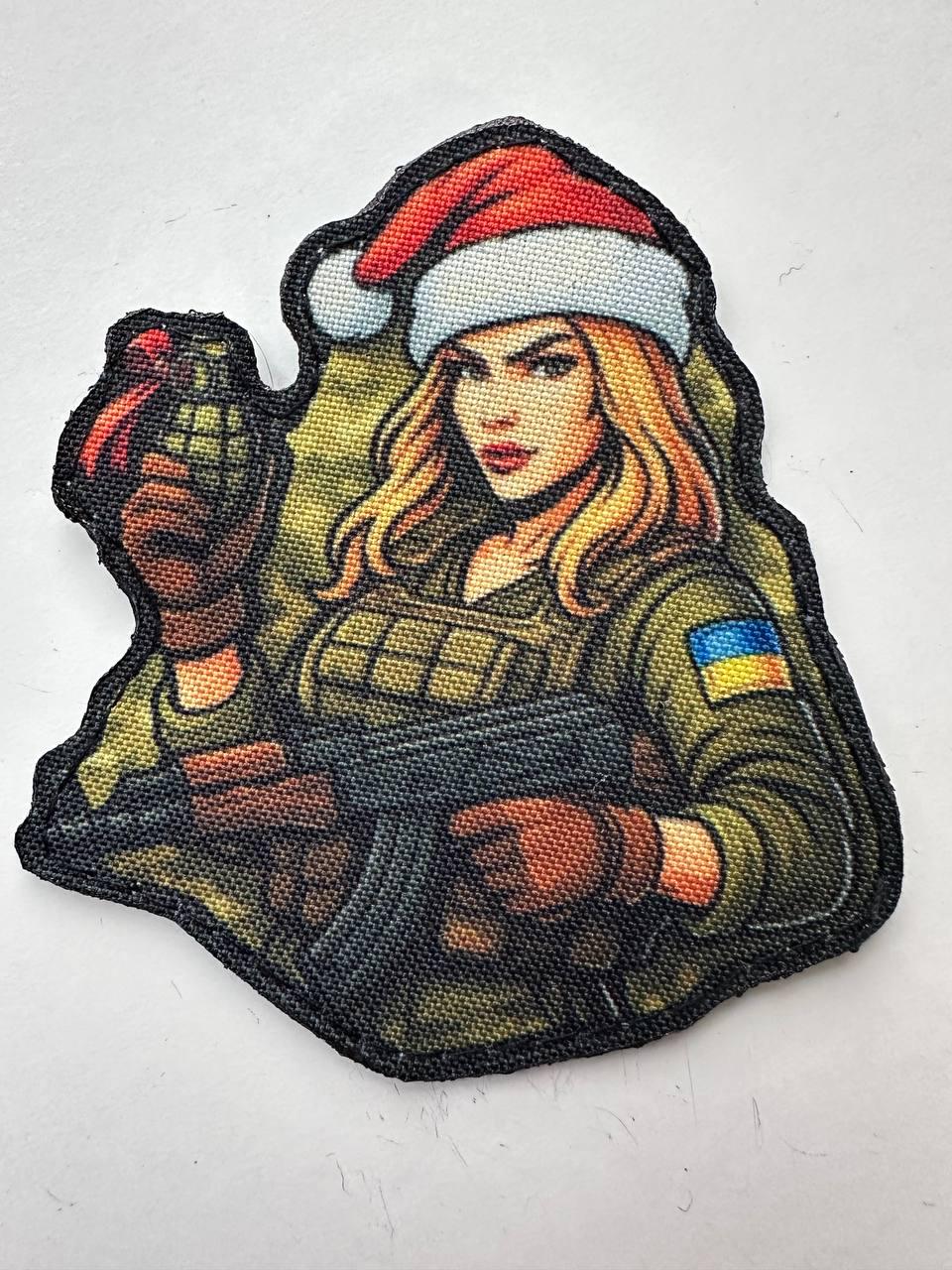 Шеврон Tactical Girl фигурный новогодний на липучке (TACT_GIRL_HNY)