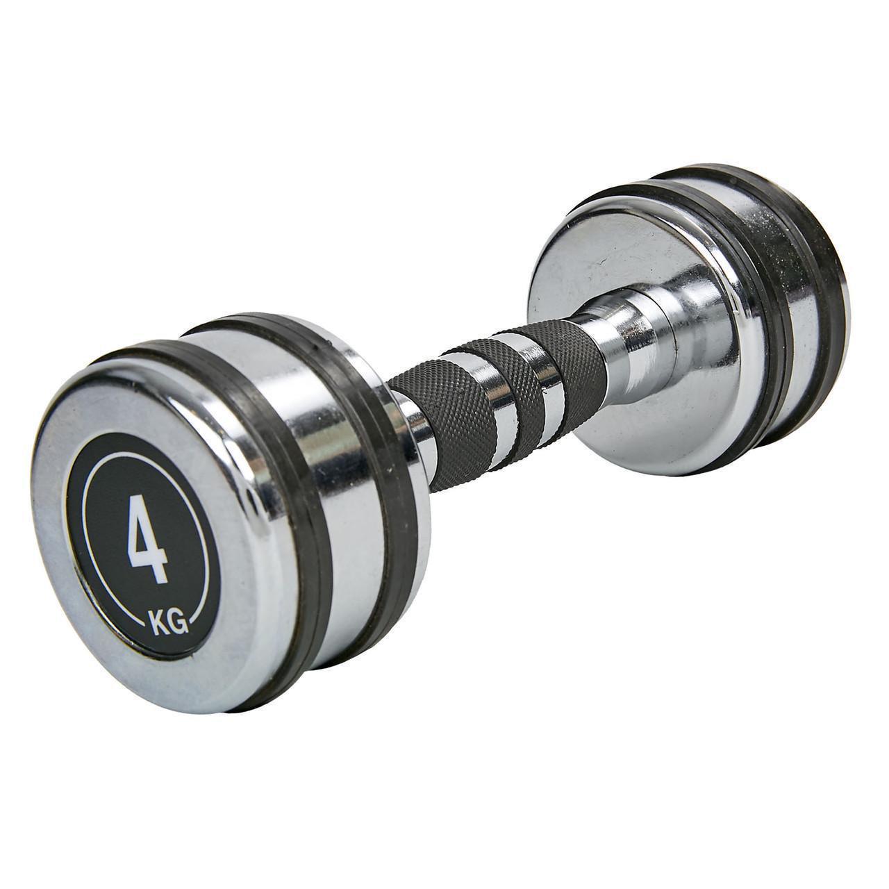 Гантель цельная Record TA-8232-4 стальная хромированная 4 кг (2532848712) - фото 1