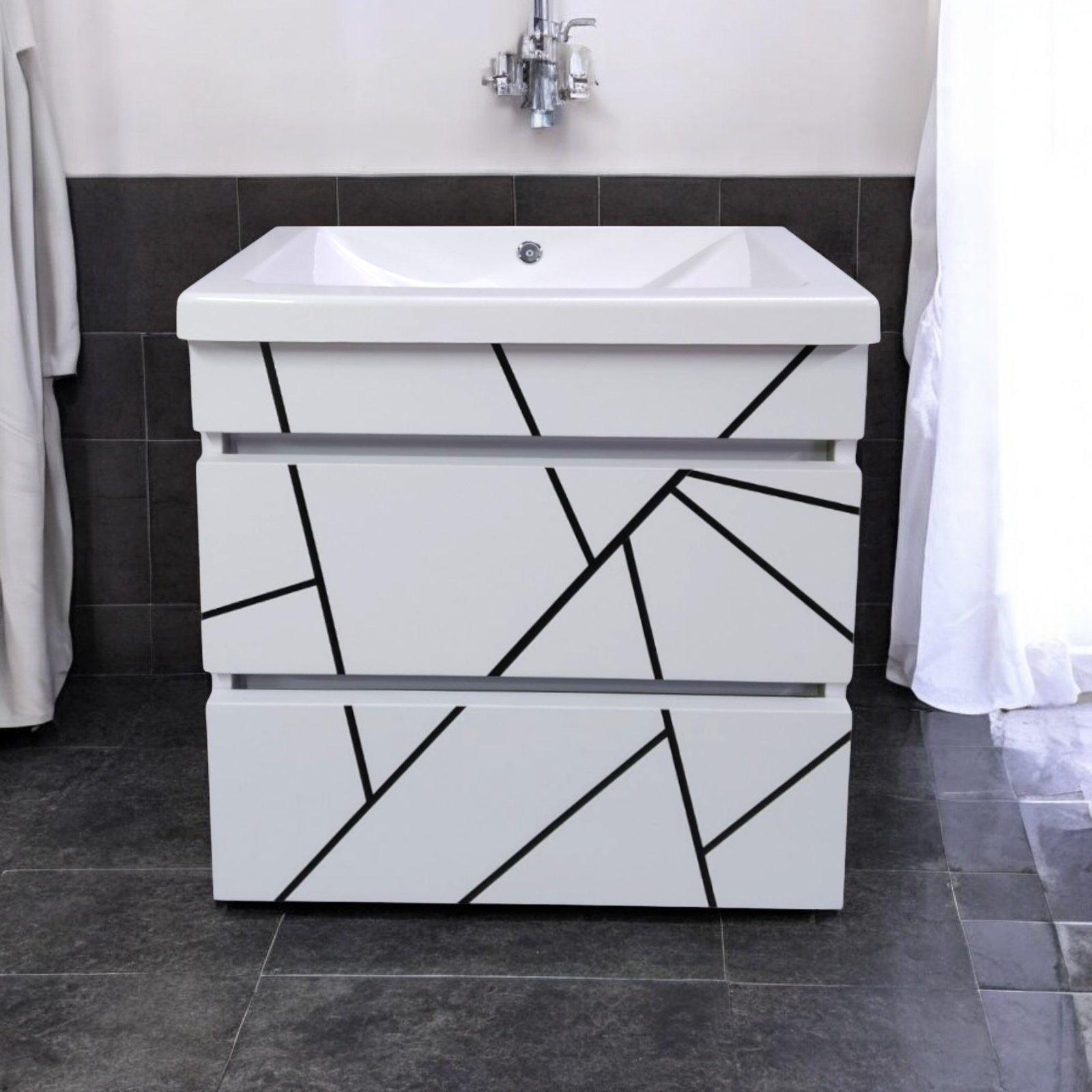 Тумба подвесная для ванной комнаты пластиковая Mikola-M Atlant Chaos 80 см White/Black (2383) - фото 12 Тумба подвесная для ванной комнаты пластиковая Mikola-M Atlant Chaos 80 см White/Black (2383) - фото 12