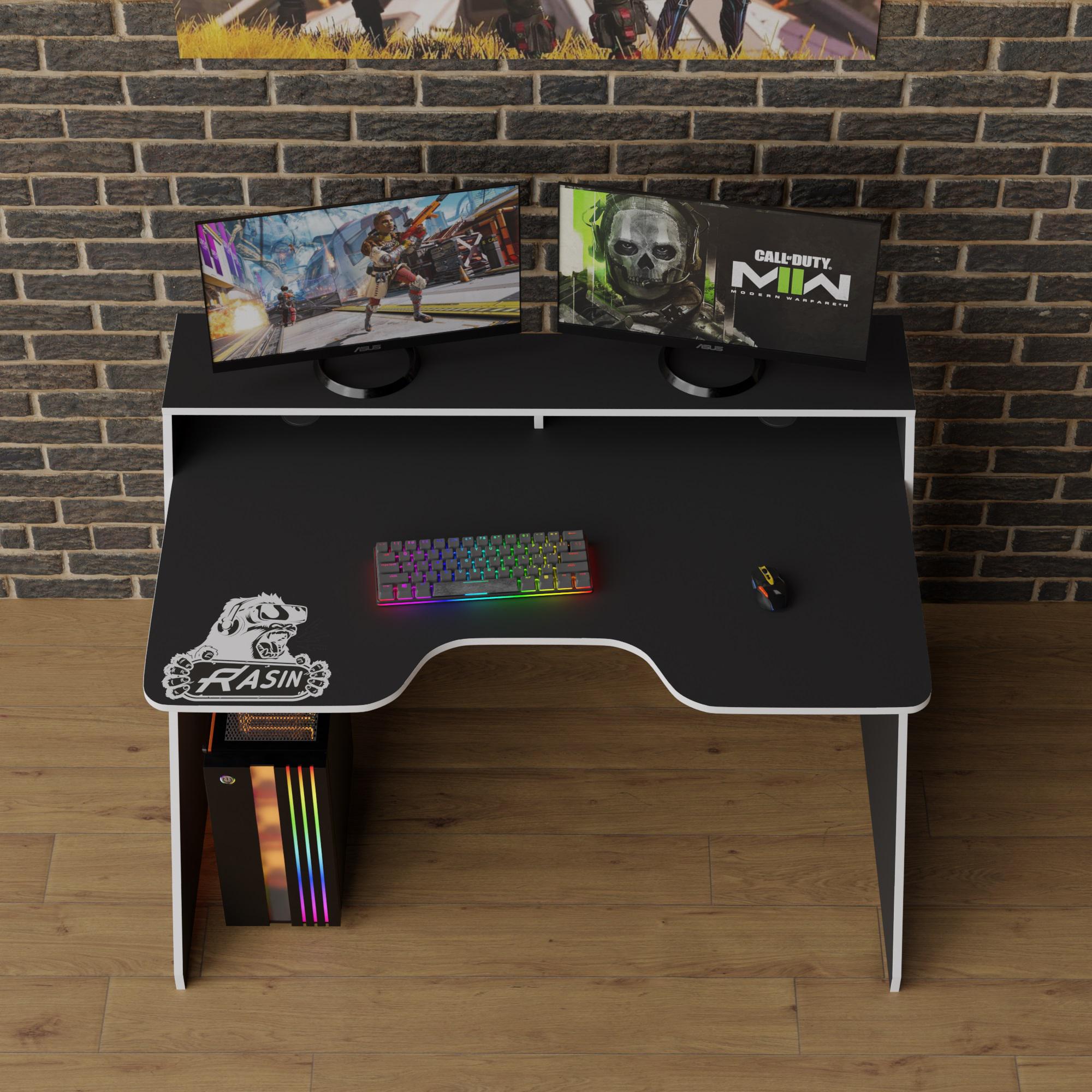 Геймерський стіл Тіса-меблі Rasin RS-9 130х88х85 см Чорний/Білий - фото 2