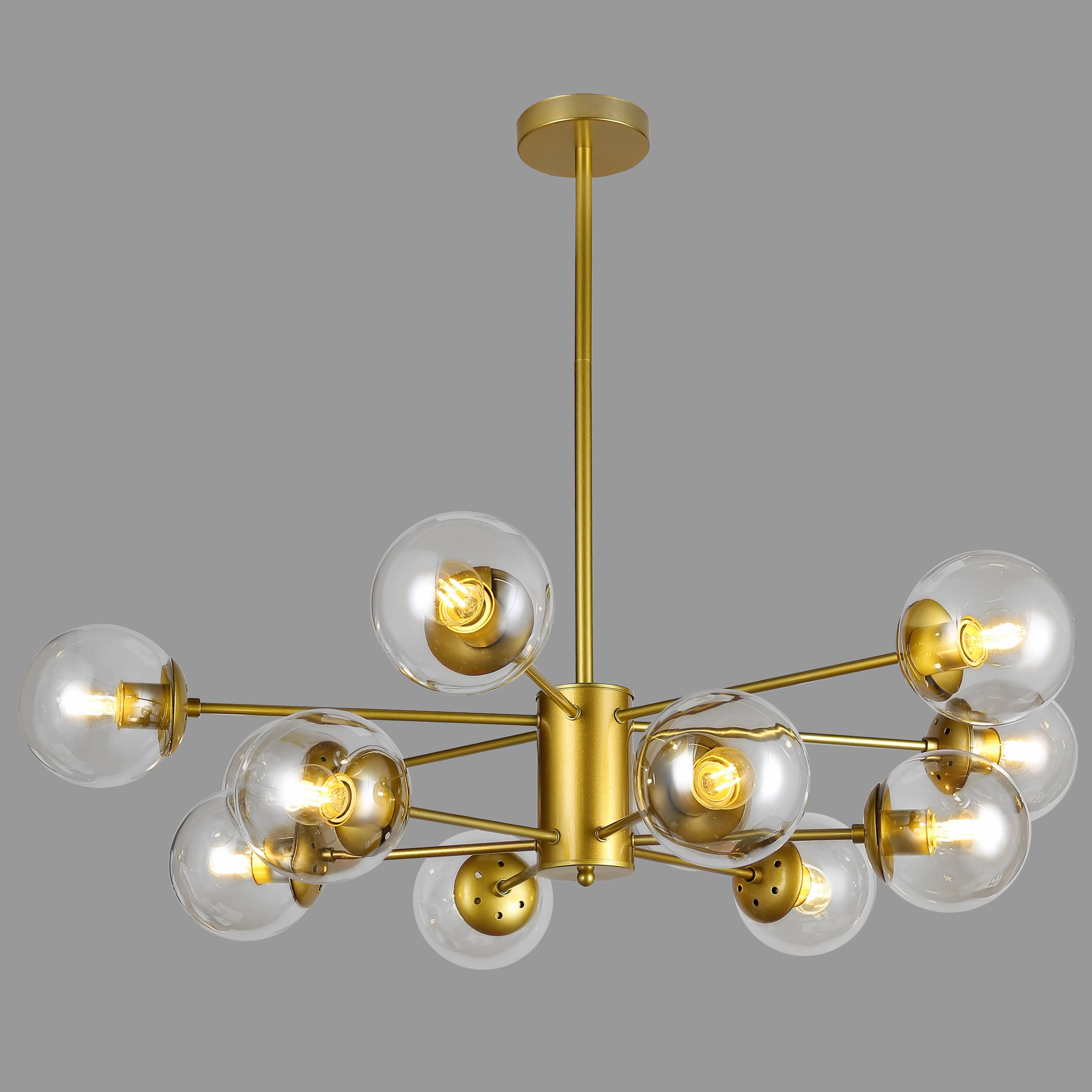 Люстра з прозорих куль на 12 ламп Золотий (52-6033-12 GD+CL)