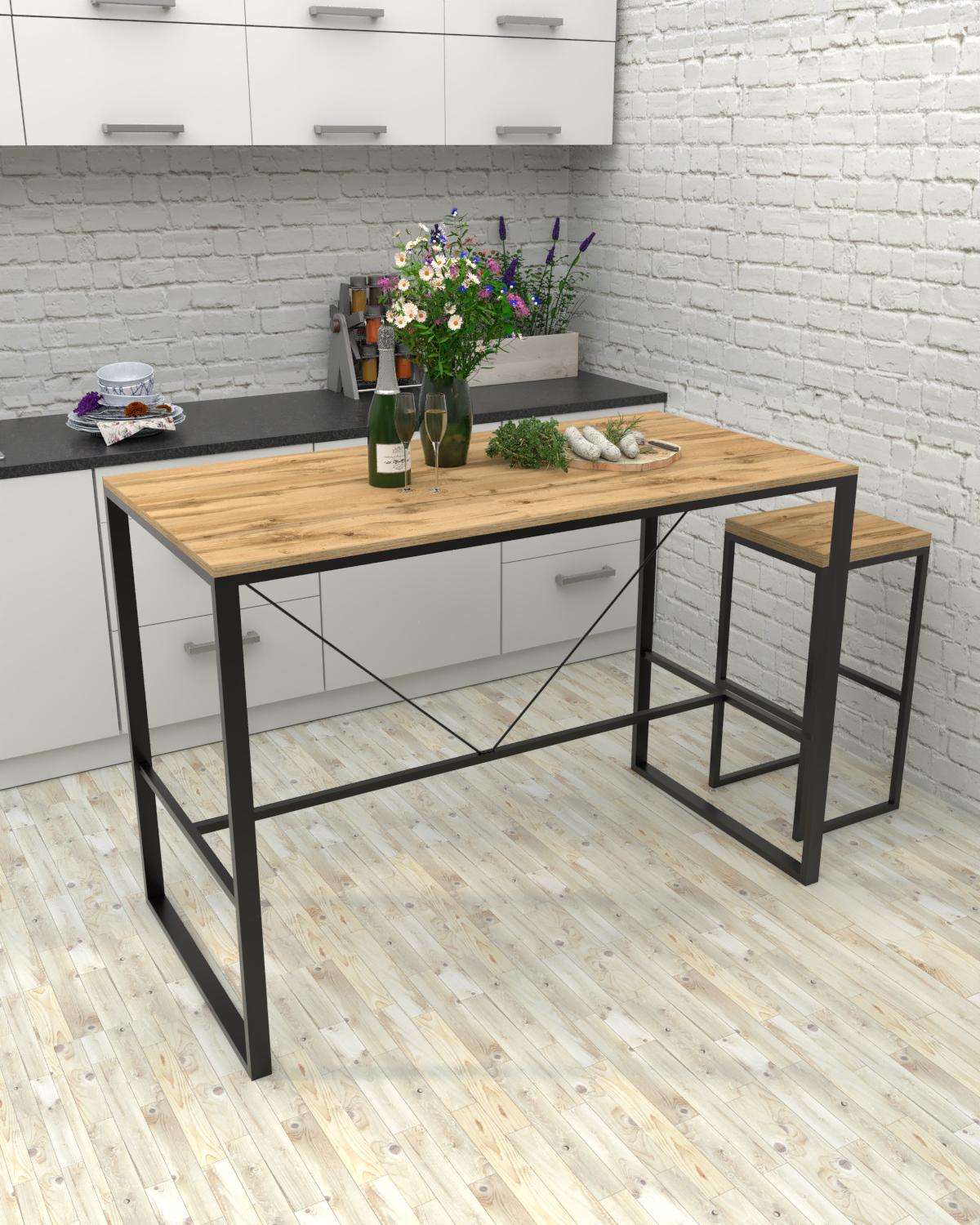Барный стол EcoLoft Вертон DSP-1469-1 в стиле лофт Дуб Аппалачи (35281712)