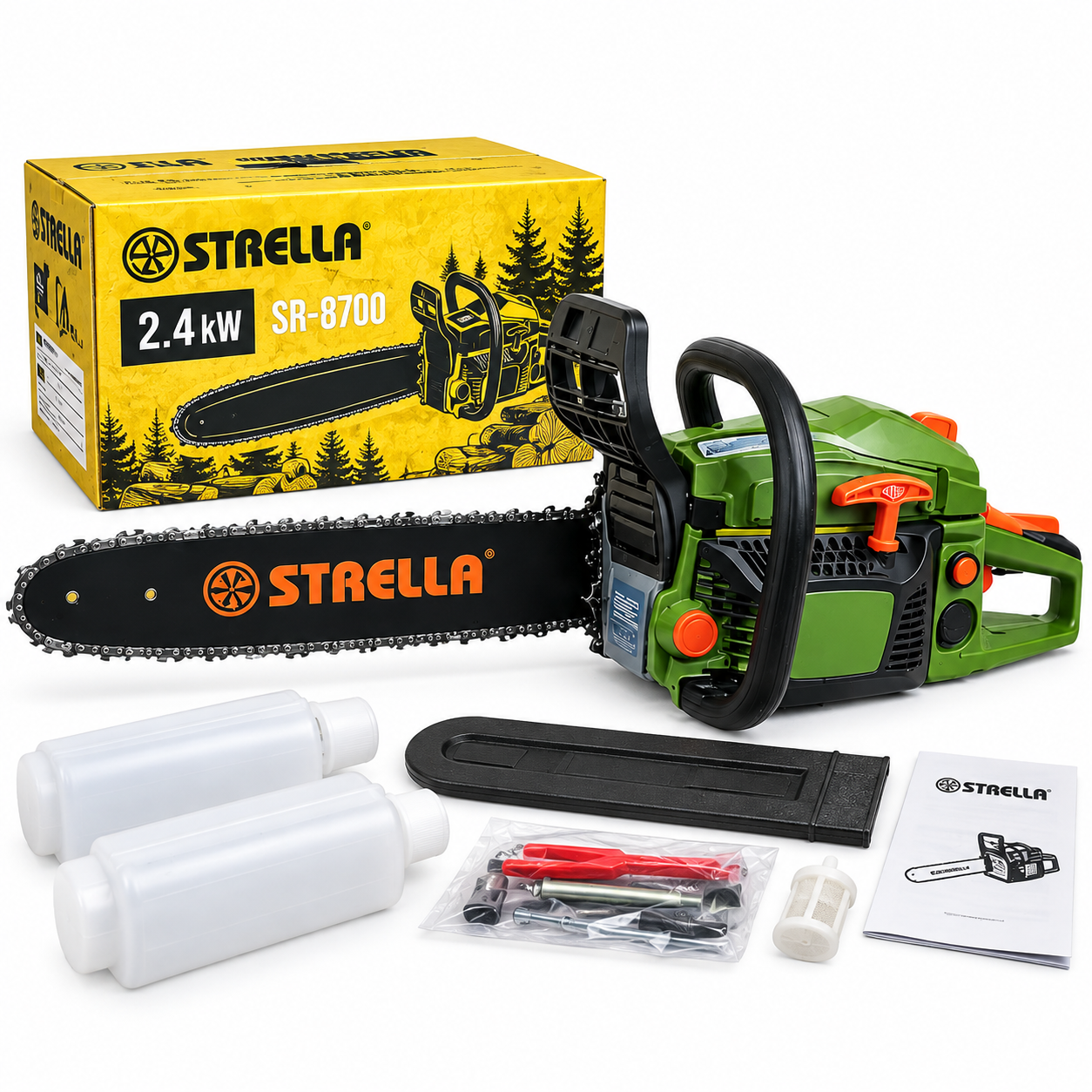 Бензопила STRELLA SR_8700 2,4 кВт 45 см 0,325" для дров/древесины/сада/строительства (SR8700)