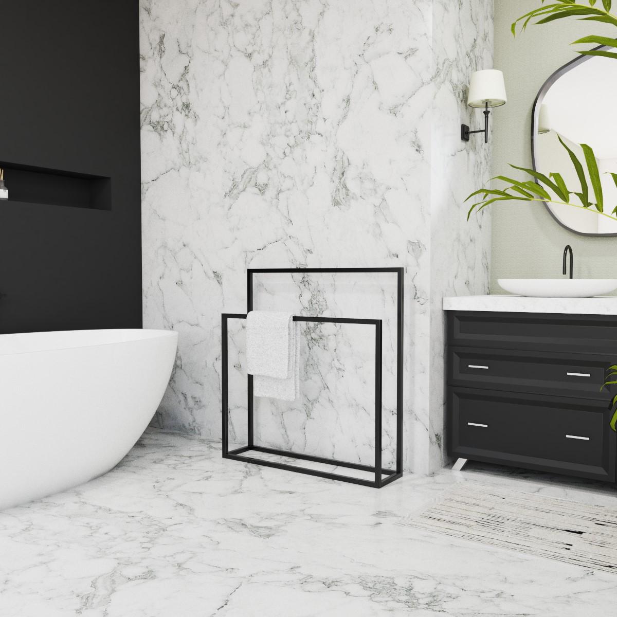 Стойка для полотенец Orizon LOFT двойная напольная 85х80х20 см Черный матированный - фото 3 Стойка для полотенец Orizon LOFT двойная напольная 85х80х20 см Черный матированный - фото 3