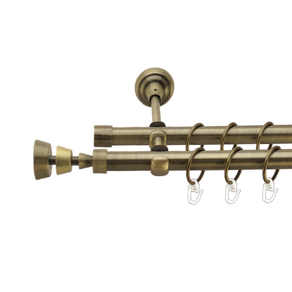 Карниз Orvit Піраміса металевий дворядний відкритий гладка труба кільце металеве 19/19 мм 160 см Антик (4016442)