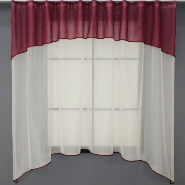 Тюль арка на кухню 270х170 см Молочный/Бордовый (036к) Тюль арка на кухню 270х170 см Молочный/Бордовый (036к)