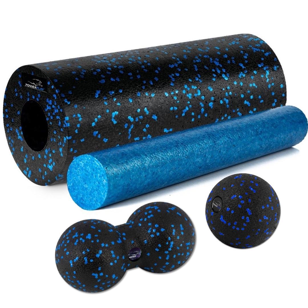 Набор массажный PowerPlay PP 4015 EPP Foam Roller Set 4in1 роллы 2 шт. мячи 2 шт. Черно-синий (A-013260)