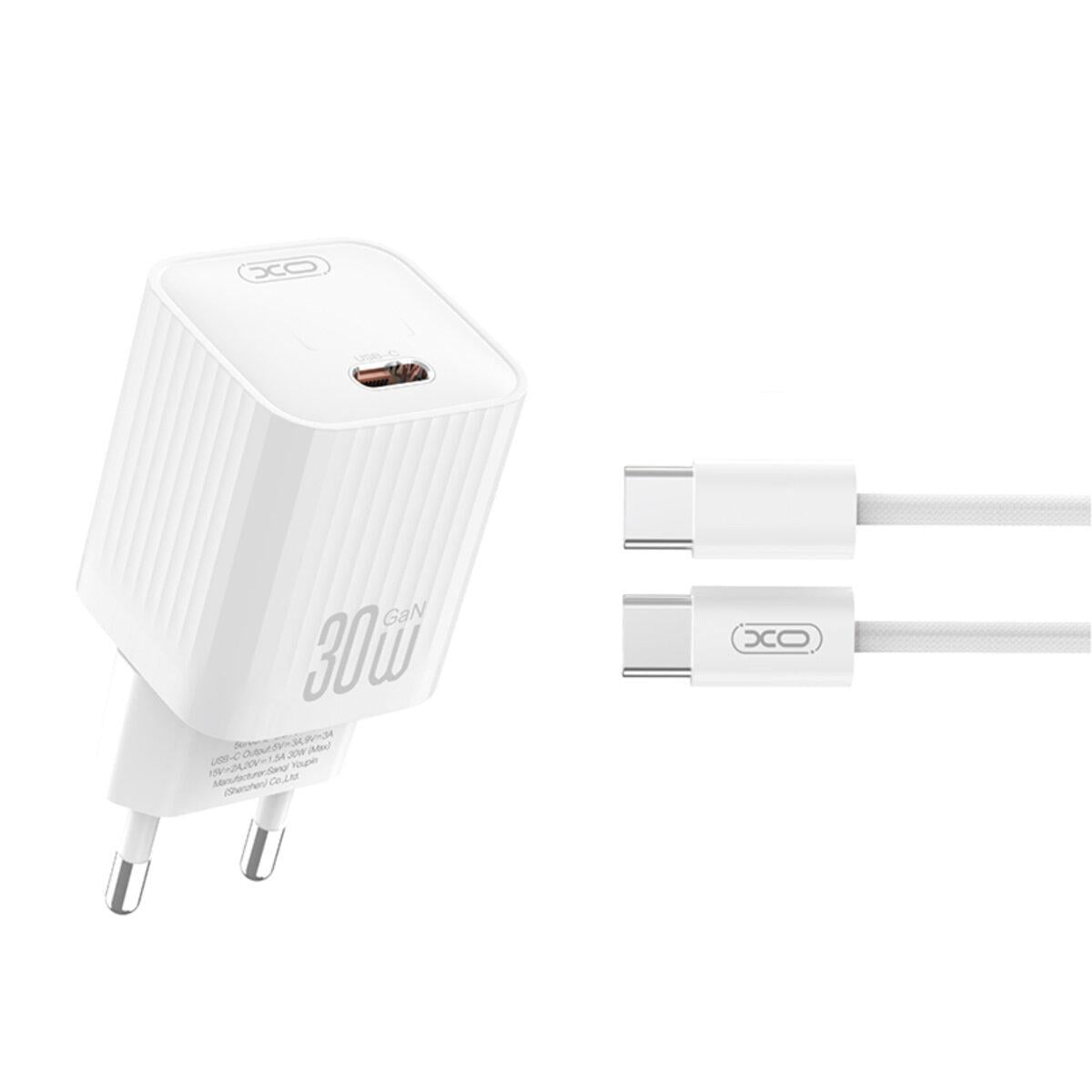 Зарядний пристрій мережевий Xo L148 PD30 W USB-C/Type-C кабель Білий Зарядний пристрій мережевий Xo L148 PD30 W USB-C/Type-C кабель Білий