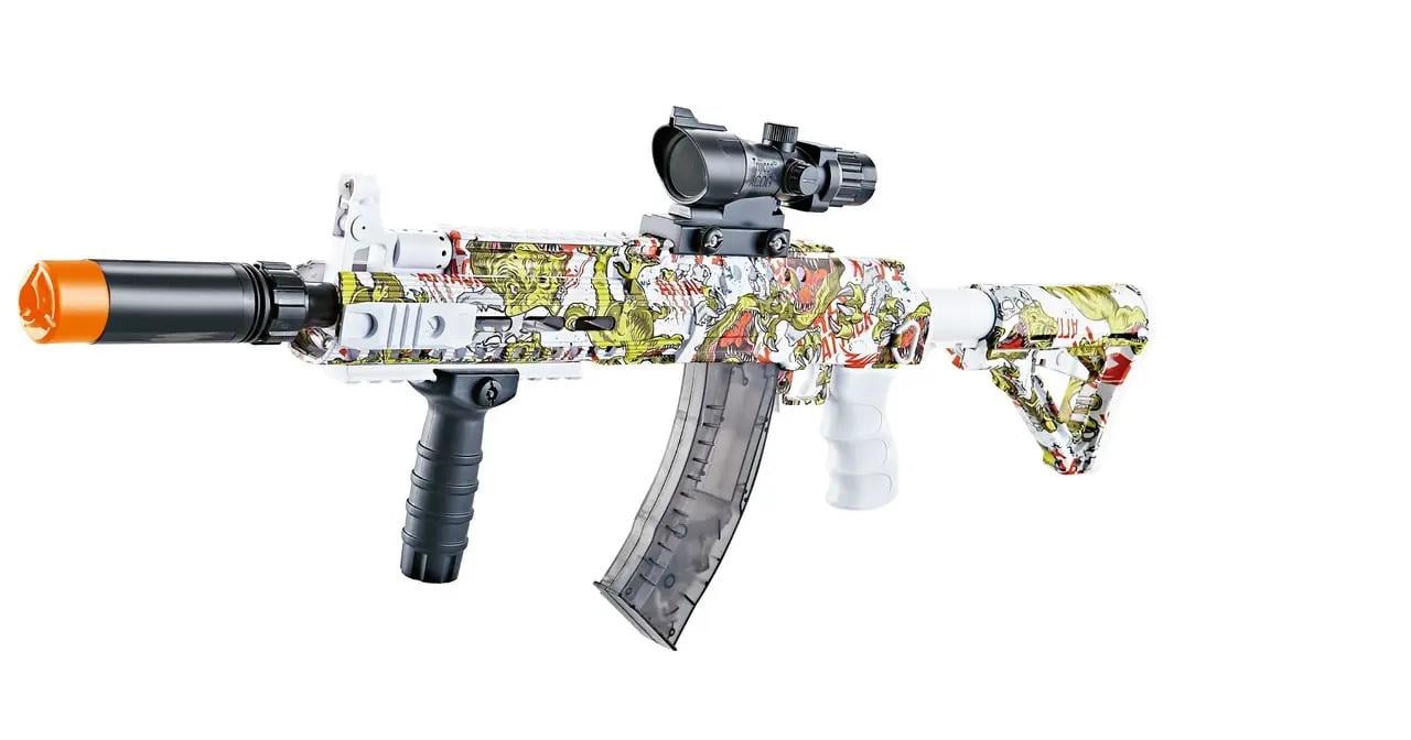 Игрушечный пластиковый автомат граффити M4 Криг с аккумулятором стреляет шариками орбизами электрический (1942033484)
