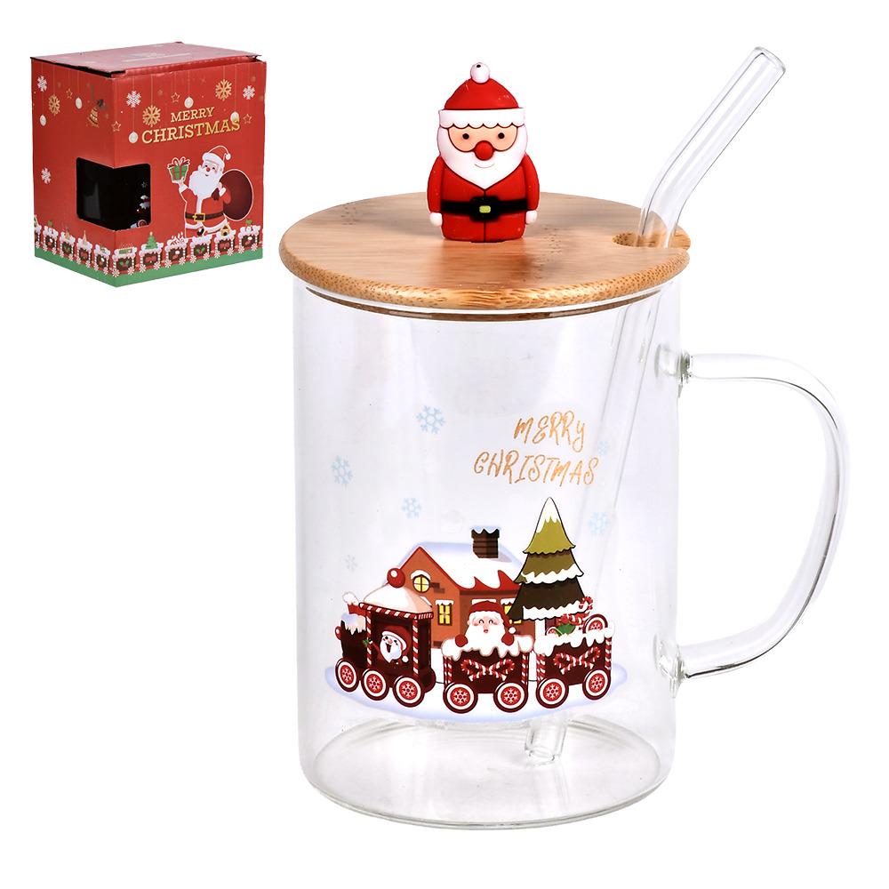 Чашка новогодняя с бамбуковой крышкой и трубочкой R100356 Christmas Spirit 450 мл Чашка новогодняя с бамбуковой крышкой и трубочкой R100356 Christmas Spirit 450 мл