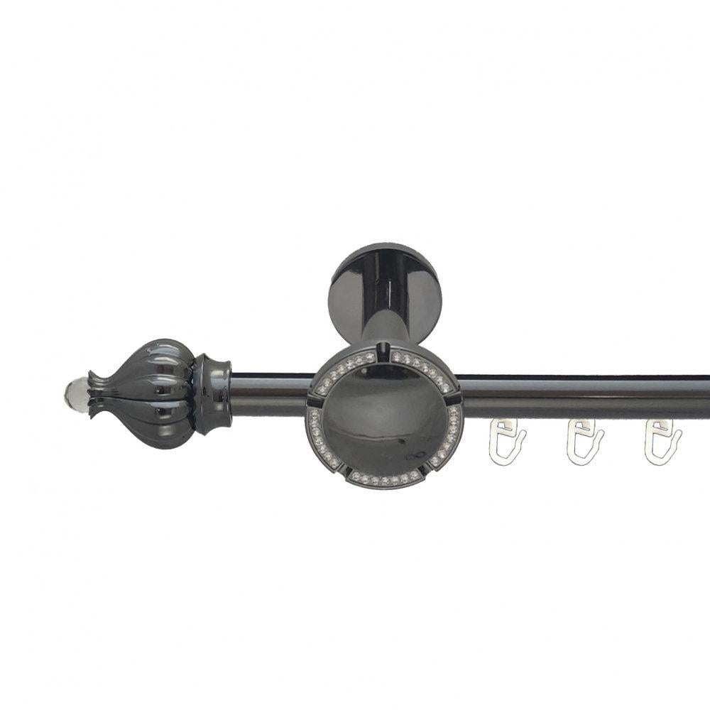 Карниз металевий Orvit Таджа-Кристал однорядний розета реверс фламо/профільна труба Онікс 19 мм 200 см (6678880)