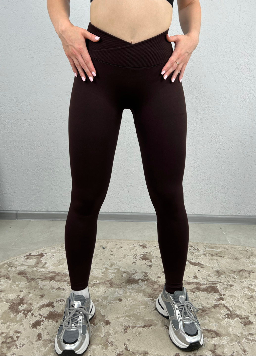 Лосини пуш ап повсякденні з V-поясом для тренувань гладкі спортивні XL Шоколад (70189/XL)