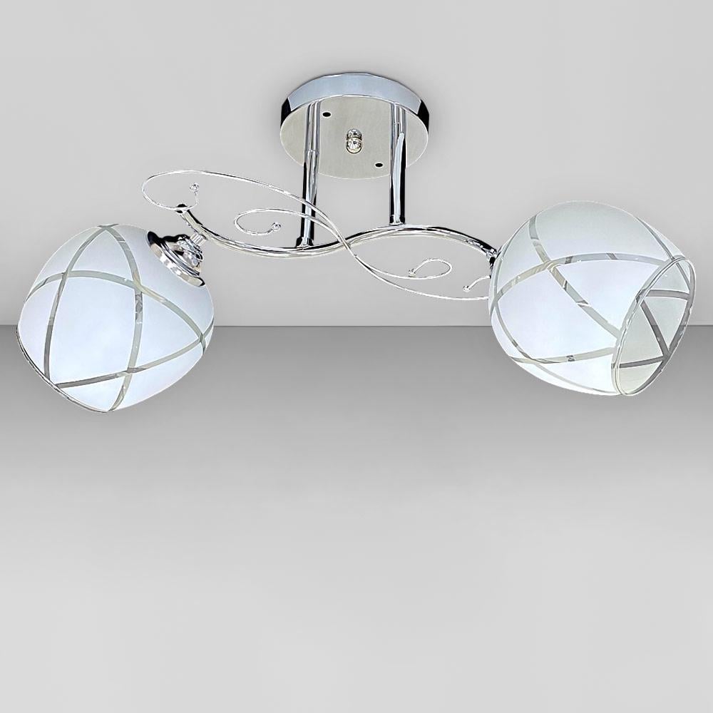 Люстра потолочная Light House SRS-20384/2 белые плафоны с прозрачным Хром