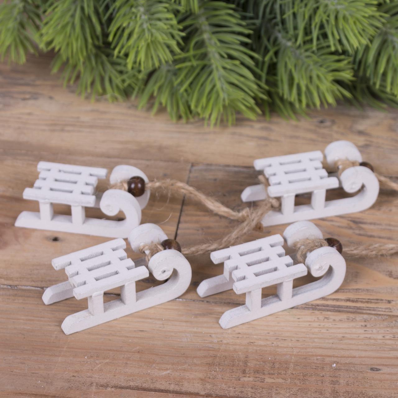 Подвеска Санки деревянные мини 4 шт. Белый (2029-6)