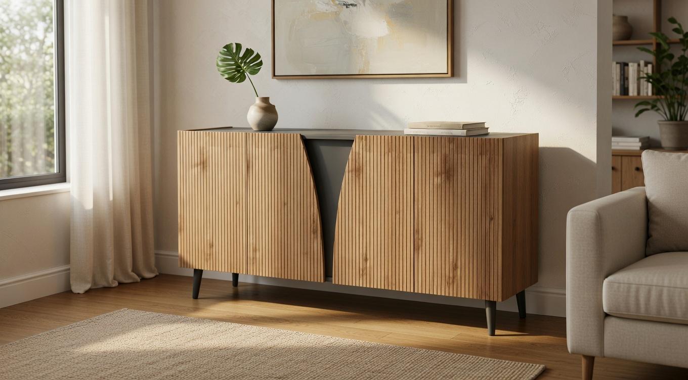 Комод на ножках GRANDE Серый графит/Канелла Страта (33136079)