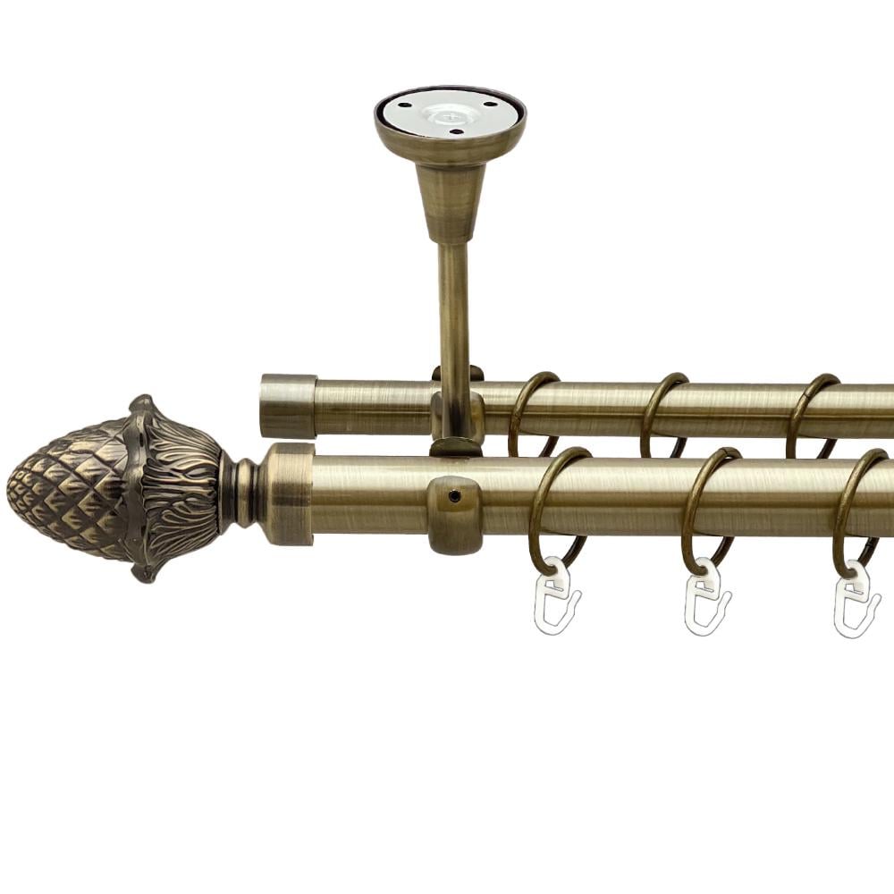 Карниз Orvit Цинара металевий дворядний відкритий до стелі гладка труба кільце металеве 25/19 мм 200 см Антик (00-00024437)