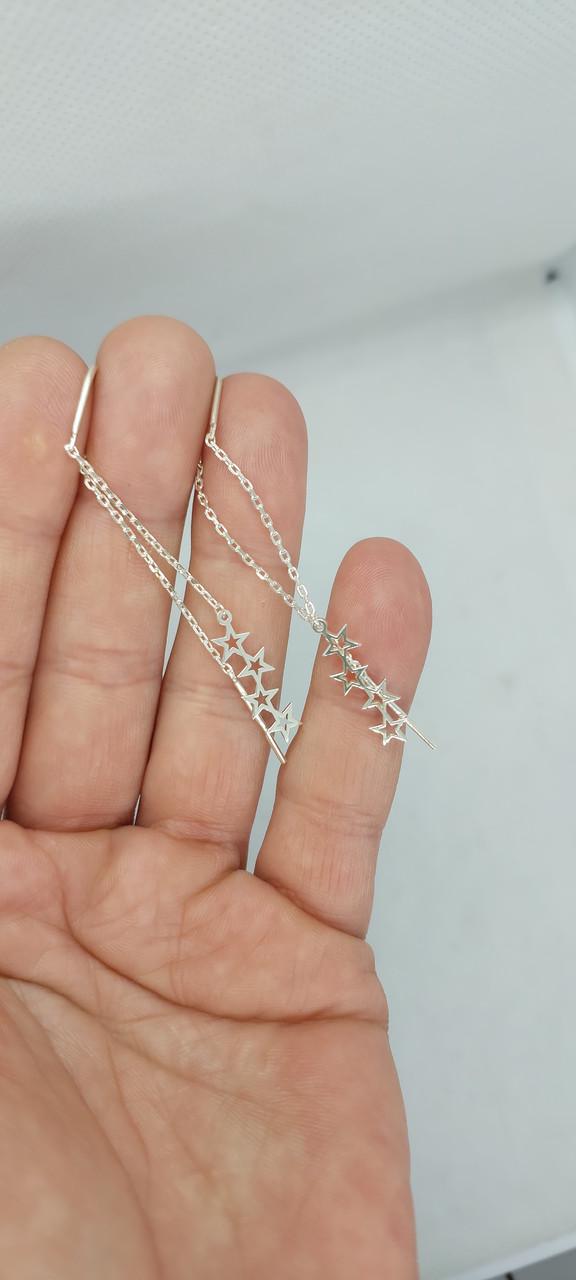 Серьги серебряные протяжки Звездочки 925 проба (29912982) - фото 5 Серьги серебряные протяжки Звездочки 925 проба (29912982) - фото 5