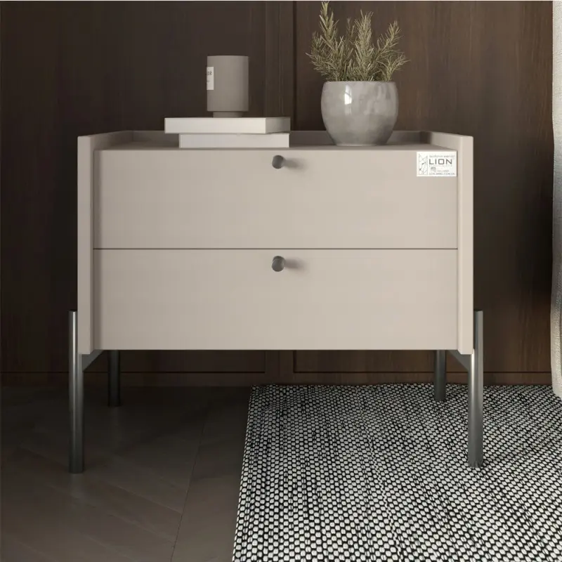 Тумба прикроватная Lion Wood черные ножки Кашемир (Lion-041356)