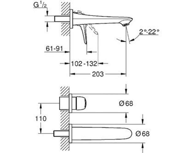 Смеситель для раковины Grohe на два отверстия EUROSTYLE NEW 19571003 (25490) - фото 2