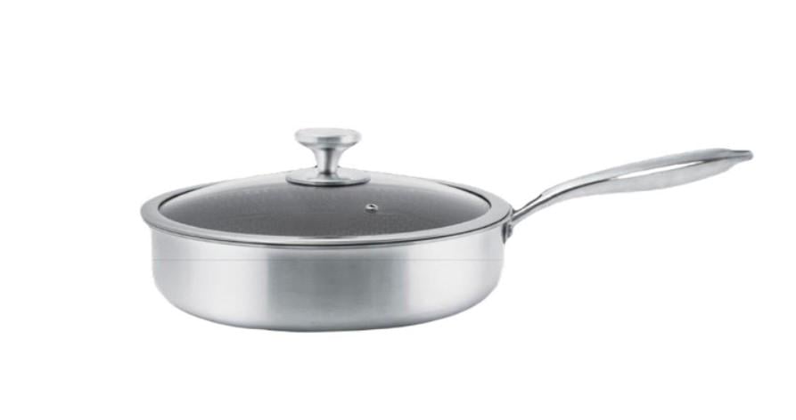 Сковорода глубокая BN-585 с крышкой антипригарное покрытие 22 см (Pjlnyaa11)