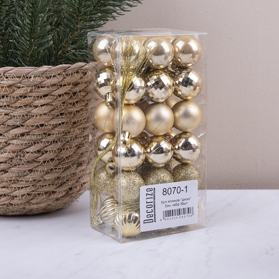 Шары елочный Диско 3 см 36 шт. Желто-золотистый (8070-1) Шары елочный Диско 3 см 36 шт. Желто-золотистый (8070-1)