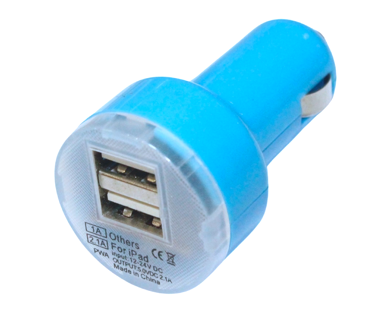 Зарядка автомобильная 2 USB 2,1/1A Голубой Зарядка автомобильная 2 USB 2,1/1A Голубой