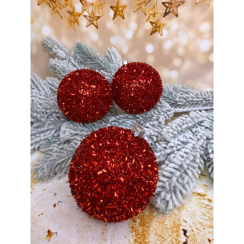 Елочные шары Ежик 100 мм 6 шт. Красный (2782242755)