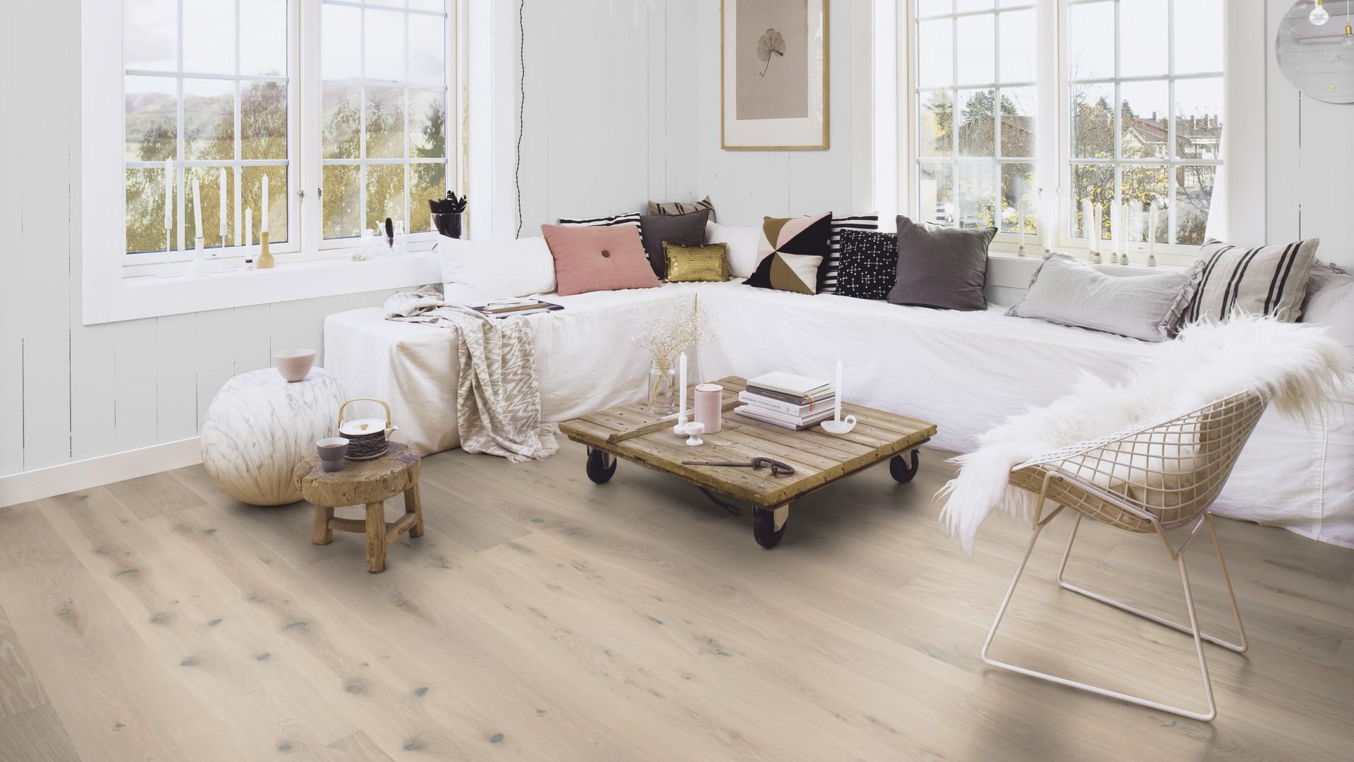 Паркетна дошка Floor`360 Дуб PALE WHITE Vivo 1-смугова Лак