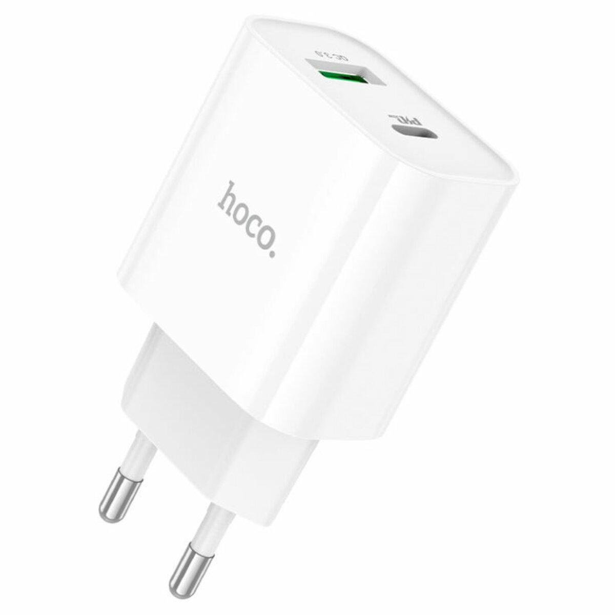 Зарядний пристрій Hoco C80A Plus Rapido PD20W+QC3.0 1xUSB 1xType-C White (6931474779885)