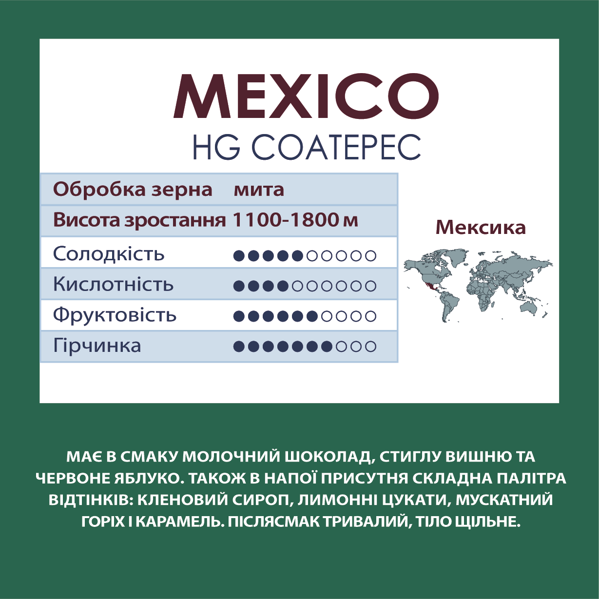 Кофе в зернах Standard Coffee Mexico HG Coatepec 100% арабика 500 г (1793613633) - фото 2