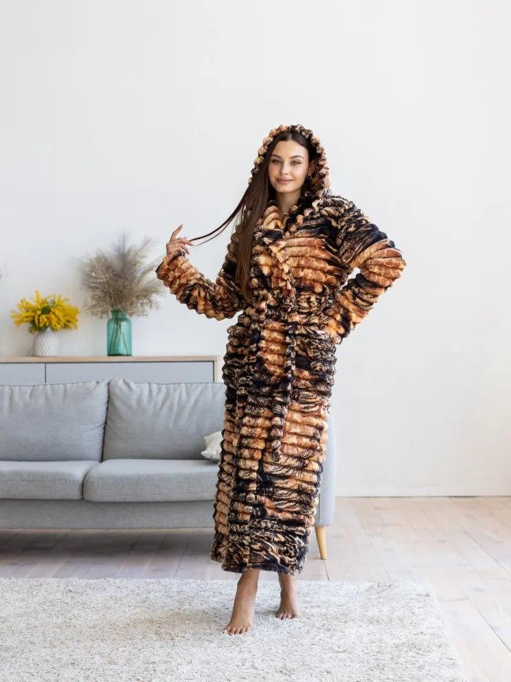 Халат домашний женский махровый 2XL Коричневый (Д-Al-sharpey-halat-026-03)