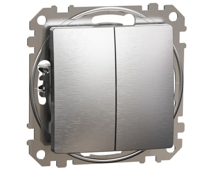Выключатель двухклавишный Schneider Electric Sedna Design&Element ABS-UV проходной Алюминиевый (SDD170108)