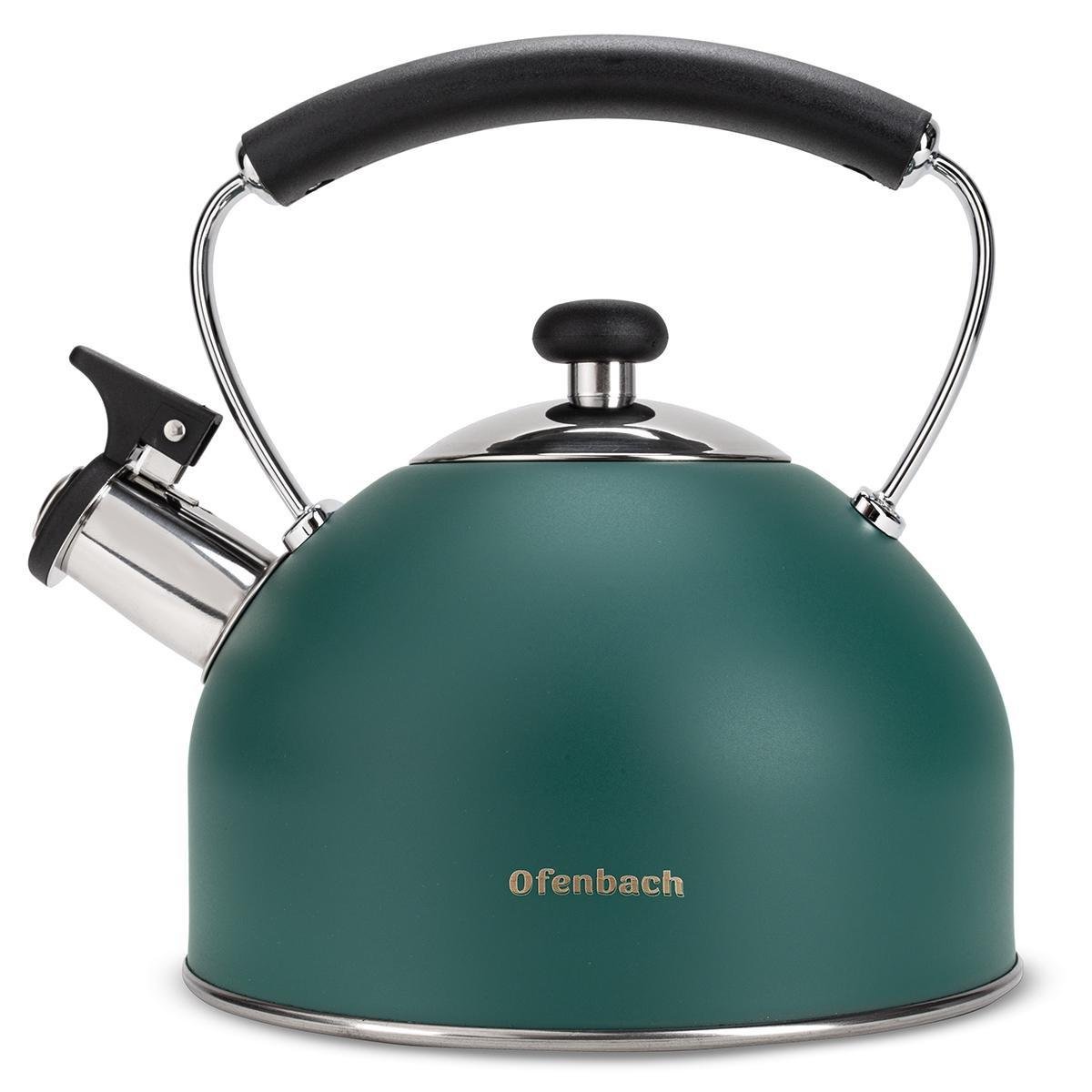 Чайник зі свистком та нейлоновою ручкою Ofenbach KM-100326 з нержавіючої сталі 2,2 л Зелений (150-84-100326) - фото 1 Чайник зі свистком та нейлоновою ручкою Ofenbach KM-100326 з нержавіючої сталі 2,2 л Зелений (150-84-100326) - фото 1