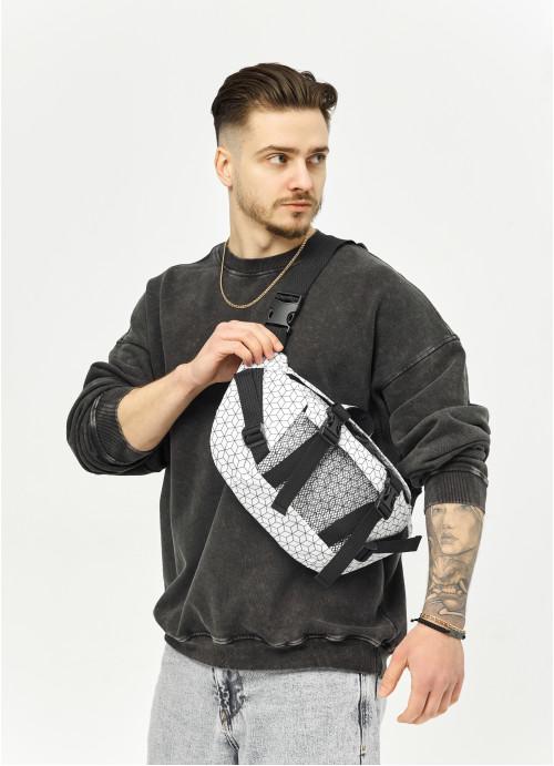 Поясная сумка мужская Sambag Square тканевая Белый (1011038721)
