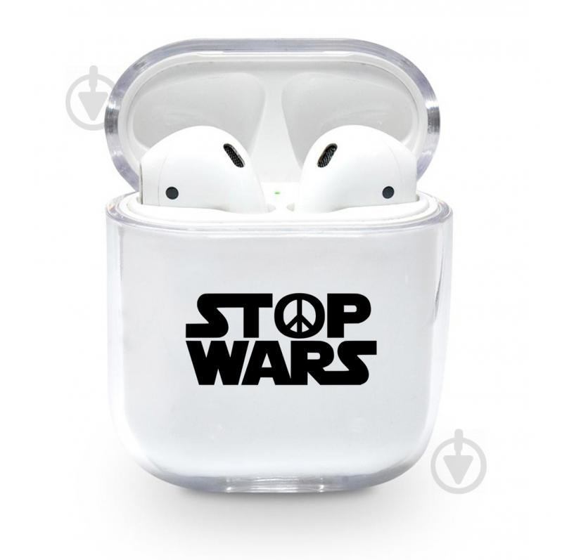 Прозорий силіконовий чохол Apple AirPods із малюнком - Stop wars (KAP1182)
