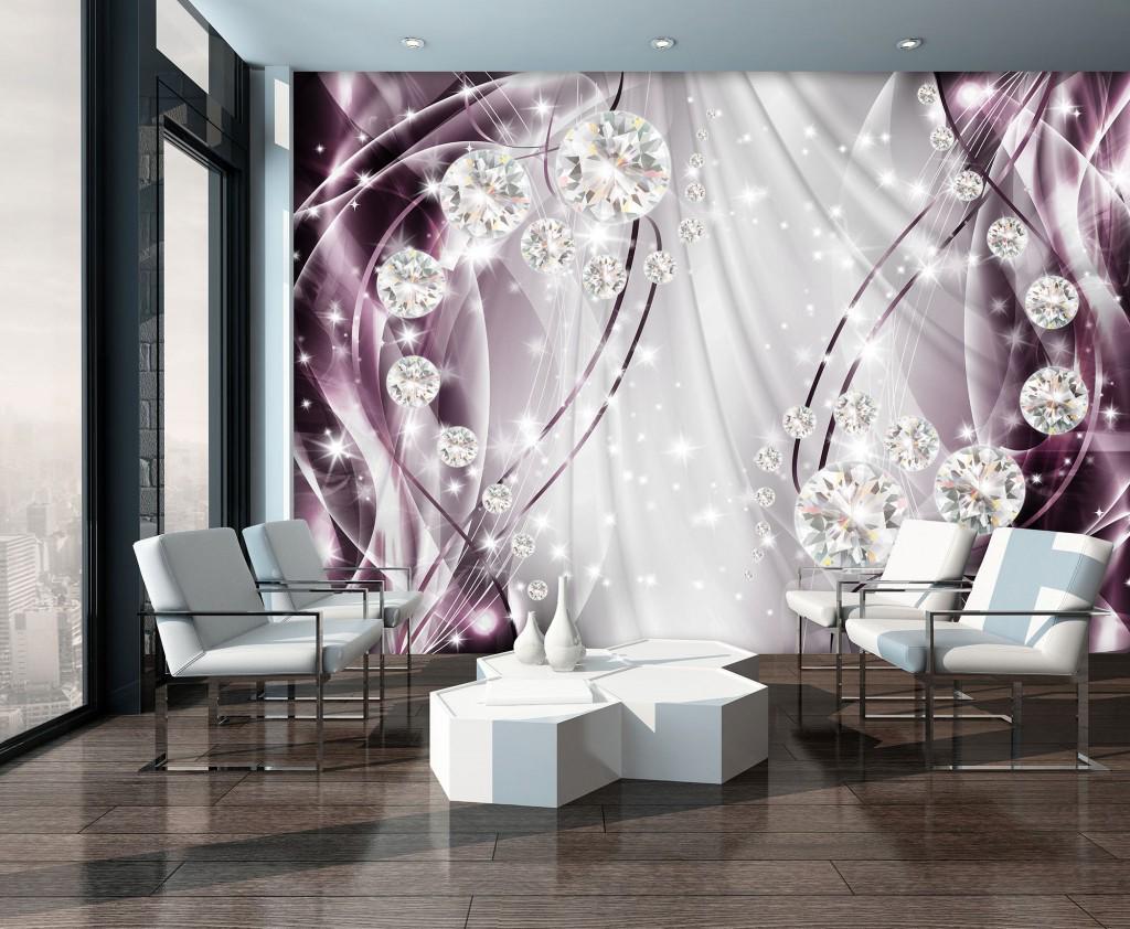 Фотообои Узоры с бриллиантами с клеем 416x254 см Серебряный/Фиолетовый (10404VEXXXL)