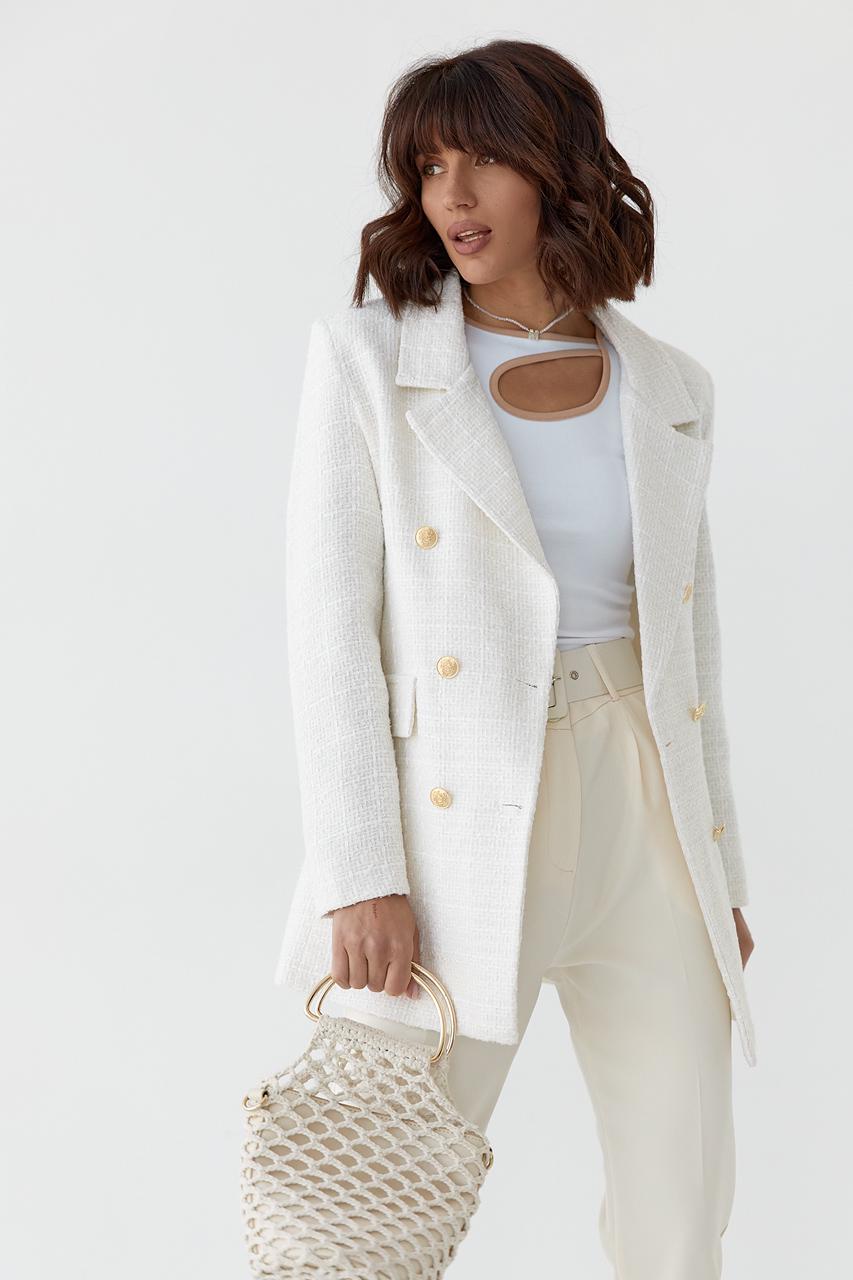 Пиджак твидовый S Молочный (10905657)