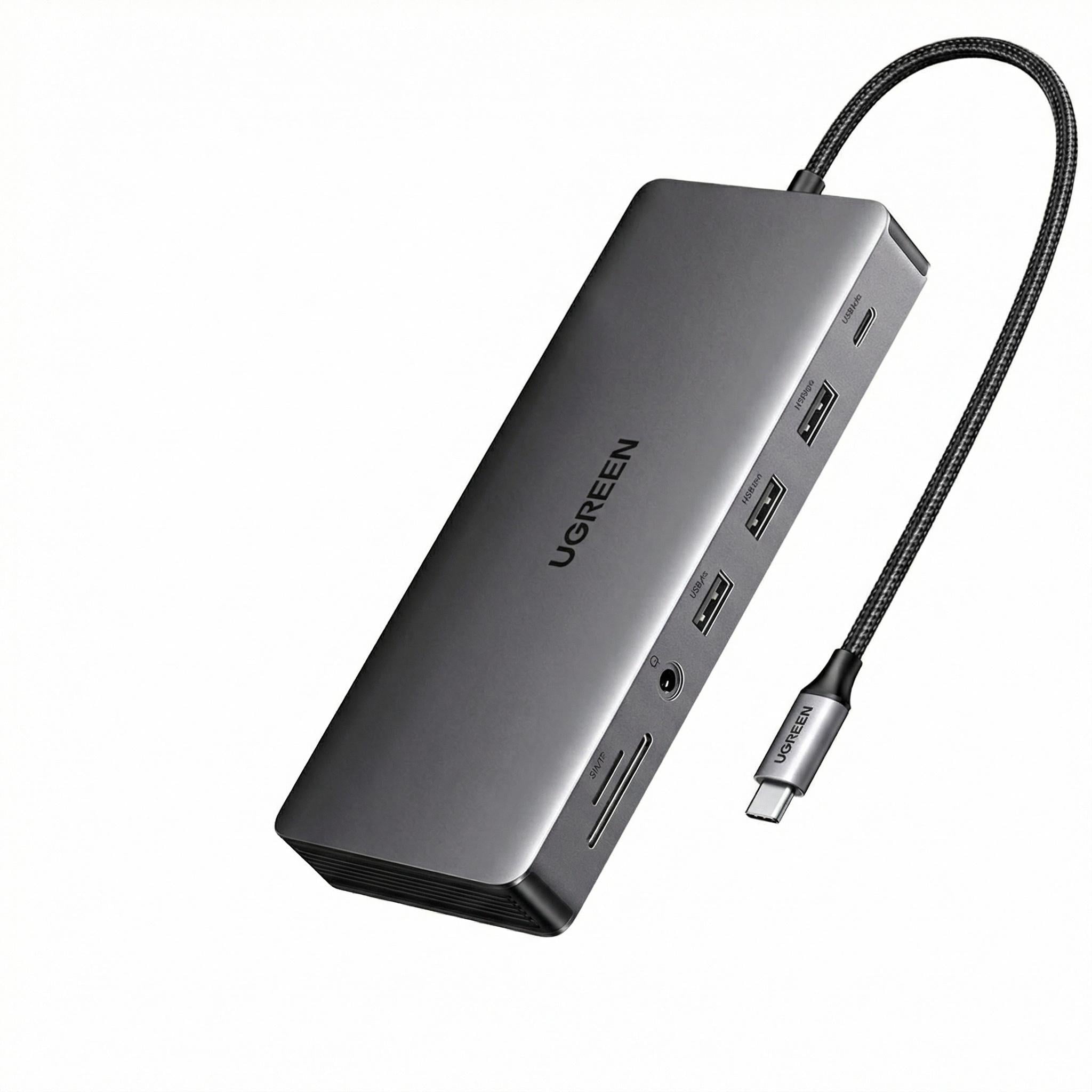 Док-станция USB-C 13в1 UGREEN CM681 2xHDMI/DisplayPort/PD 100 Вт Серый (15978)
