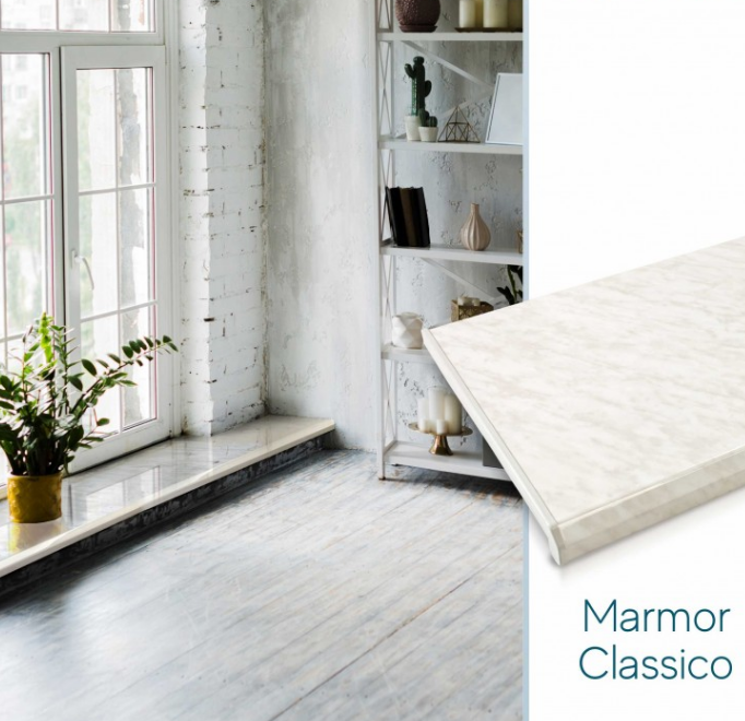 Подоконник Danke Aliant ПВХ 450 мм Marmor Classico (2682299961) - фото 6 Подоконник Danke Aliant ПВХ 450 мм Marmor Classico (2682299961) - фото 6