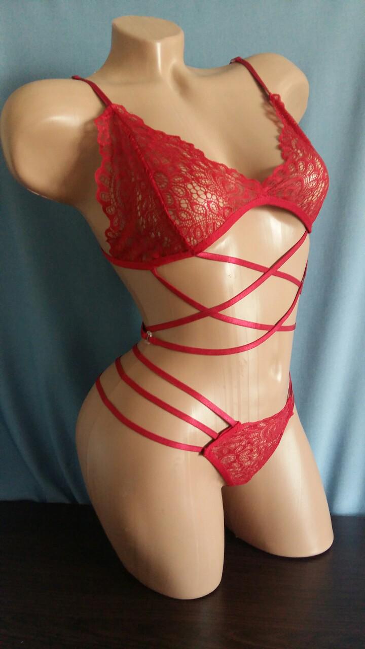 Комплект білизни з переплетеннями S/L Червоний (Н-0660-К) - фото 5 Комплект білизни з переплетеннями S/L Червоний (Н-0660-К) - фото 5