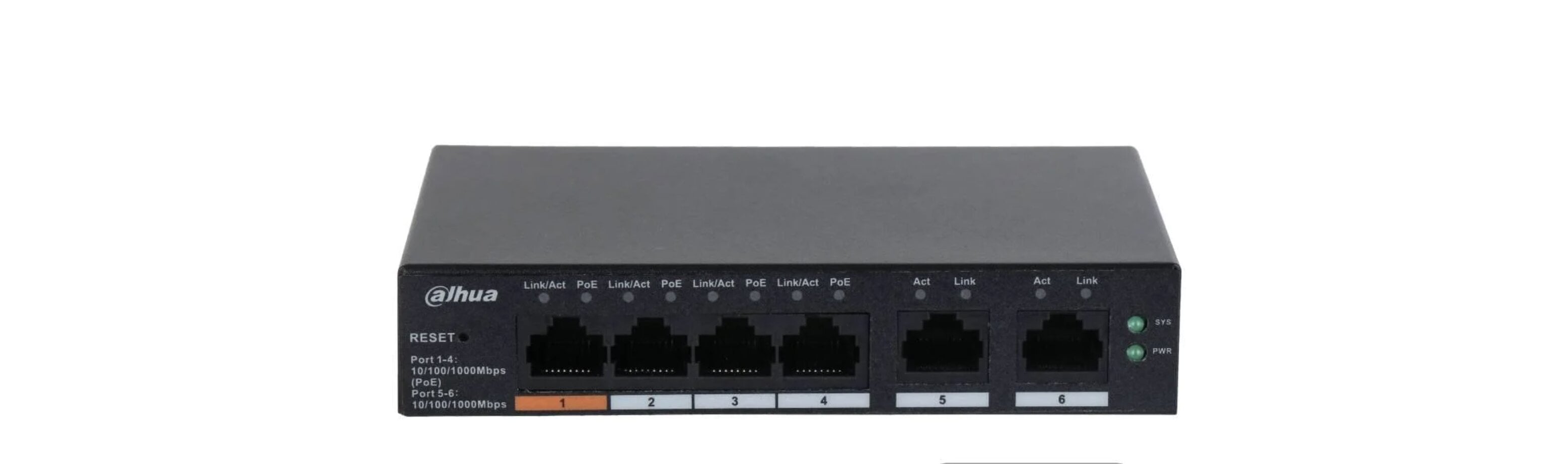 Комутатор гігабітний керований PoE DH-CS4006-4GT-60 4 порти 130x90x26 мм (35870)