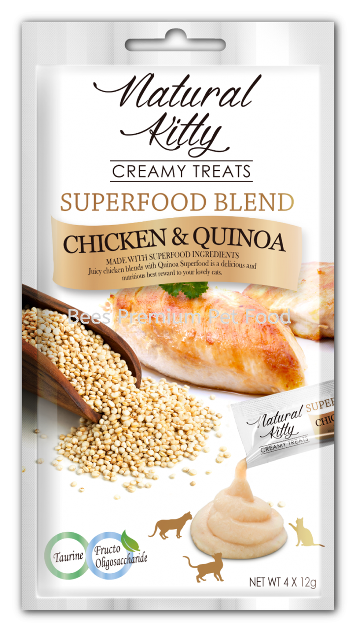 Крем-снек Natural Kitty Creamy Treats Chicken with Quinoa  для кошек со вкусом курицы и киноа 4х12 г (OTU15403)