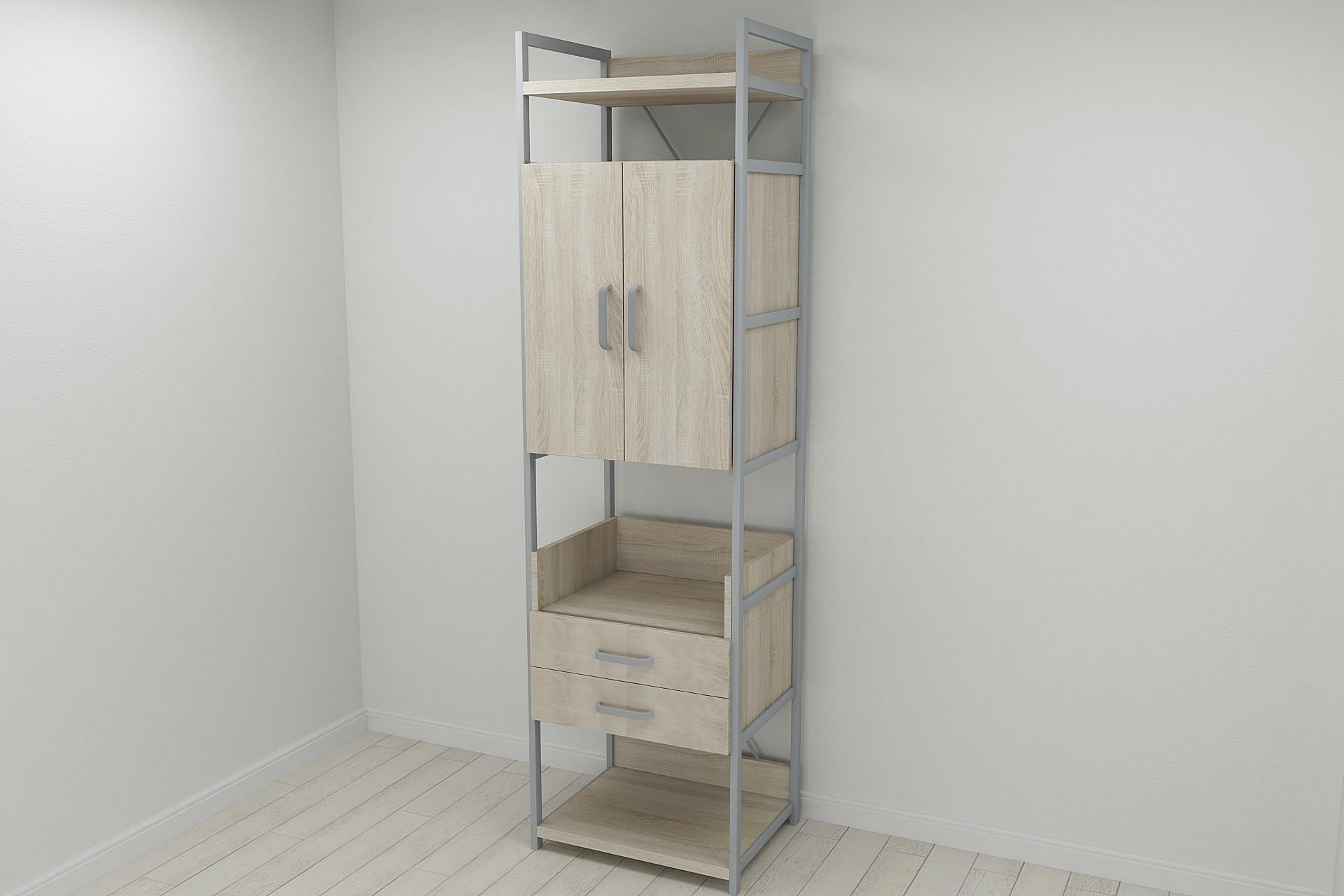 Шкаф гардероб уни секция 5 серии Конект Ferrum-decor 220x60x50 см металл Серый/ДСП Дуб Сонома (SHG032)