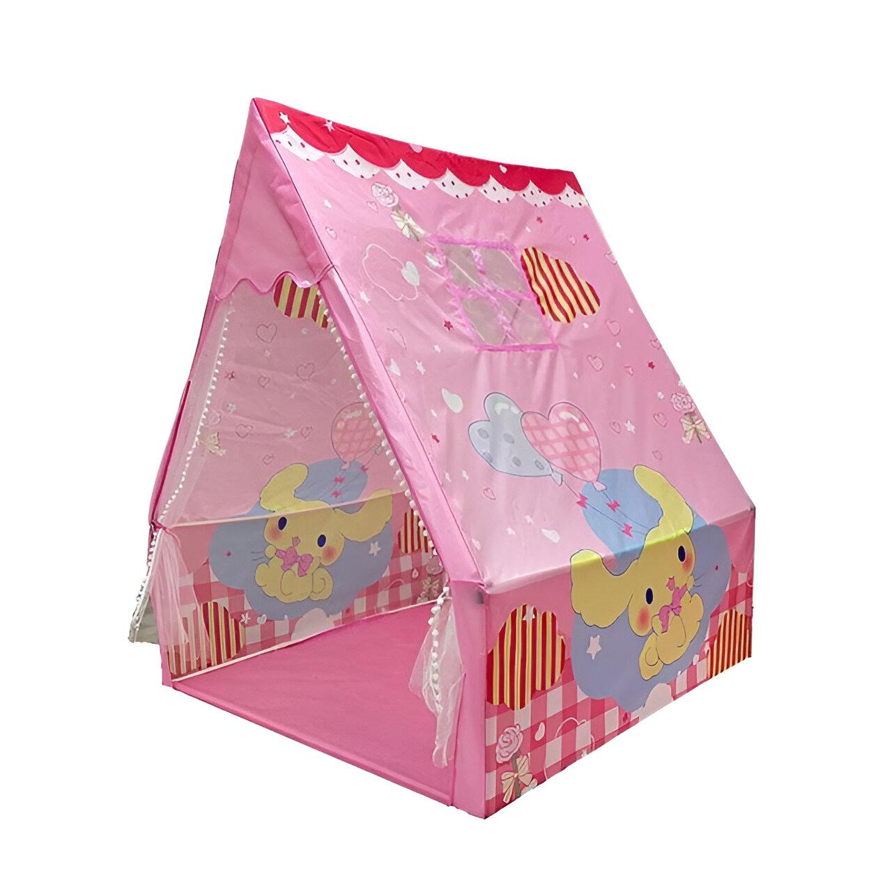 Игровая детская палатка 5888-20 120x120x150 см с окошками и занавесками розовая - фото 1 Игровая детская палатка 5888-20 120x120x150 см с окошками и занавесками розовая - фото 1