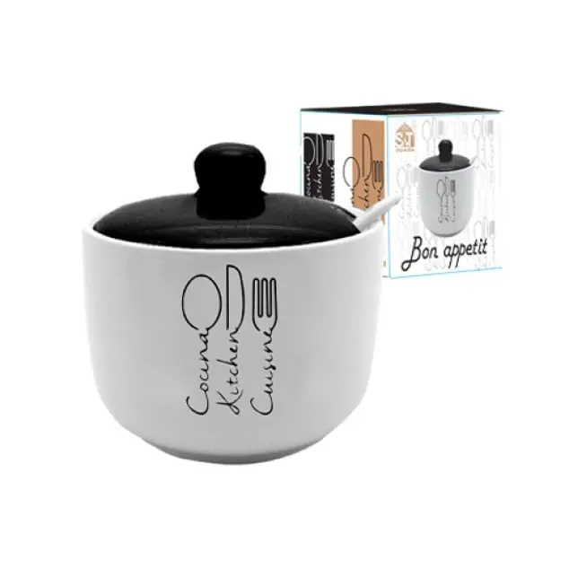 Цукорниця з ложкою SNT Bon appetit 520 мл Чорно-білий (700-03-17)