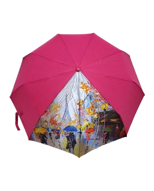 Зонтик Susino женский автомат 9 спиц 3 сборки Малиновый (№466)